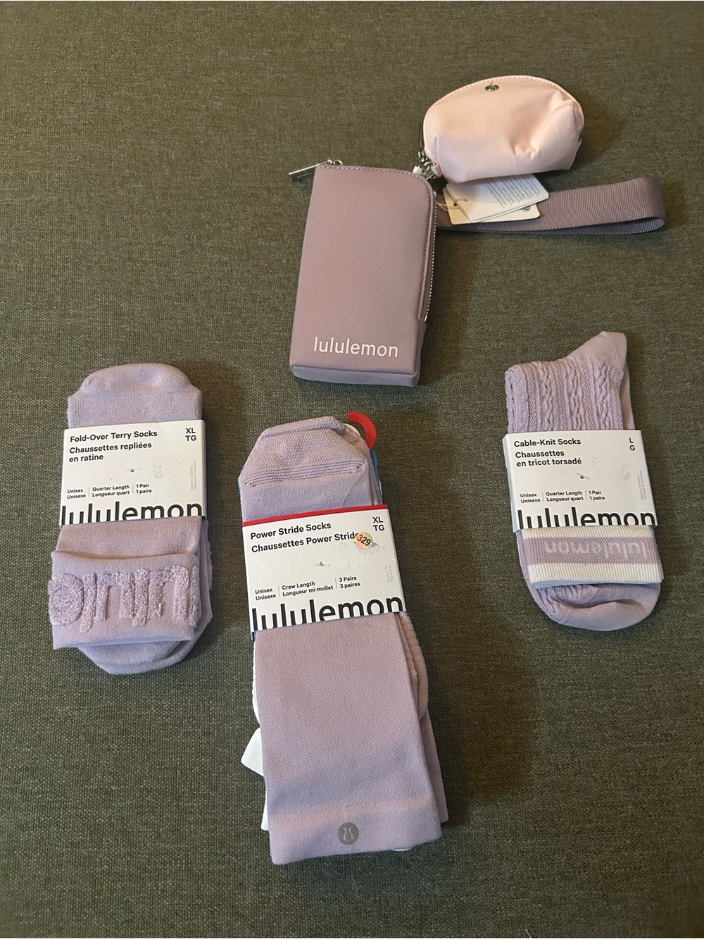 lululemon athletic Lavender Athletic Sock &  Dual Wristlet Bundle